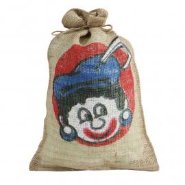 Jute zak Sinterklaas bedrukt met Piet 30 x 40 cm